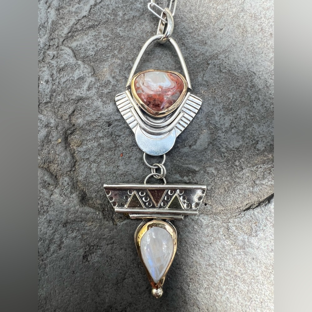 Boulder Opal & Moonstone Pendant